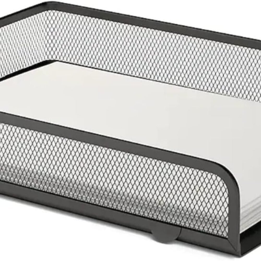 Stackable Letter Tray, Matte Black Wire Mesh Front-Load Letter Tray